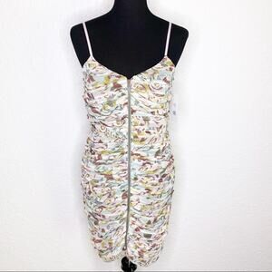 Boston Proper pastel floral fully rutched zipper front dress NWT size 6